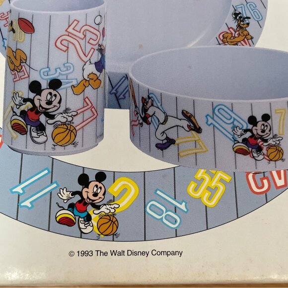 Vtg Betras Kids Mickey Mouse and Friends 3-Piece Dinnerware Set Sports 1993 New - Picture 9 of 11